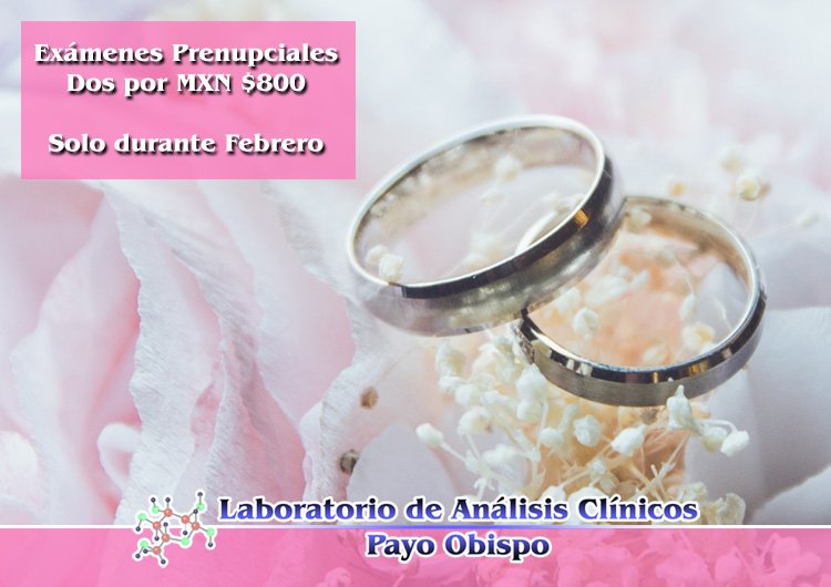 Exámenes Prenupciales tienen promoción durante Febrero 2018 en el Laboratorio Payo Obispo
