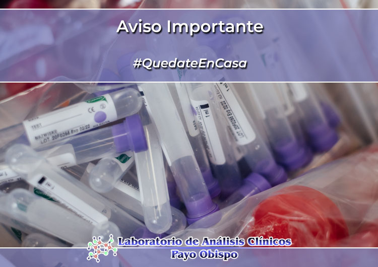 Aviso importante del Laboratorio Payo Obispo sobre el COVID-19